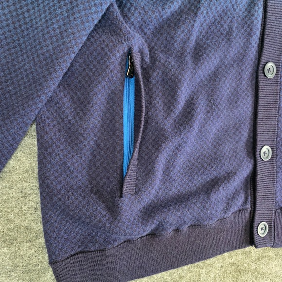 Robert Graham Cardigan Men XL Blue Fade Diamond Knit Button Down Grandpa Sweater - Picture 3 of 14